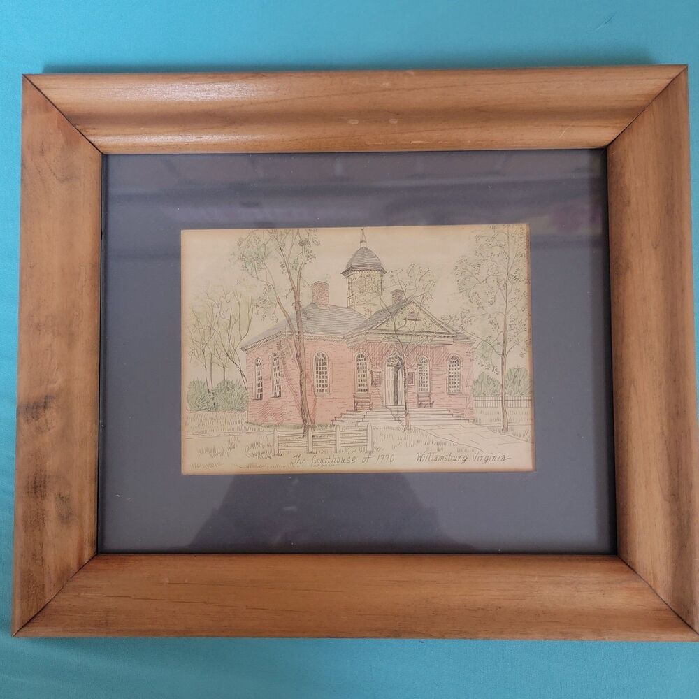 Colonial Williamsburg Virginia Courthouse Court House 1770 Watercolor 1984